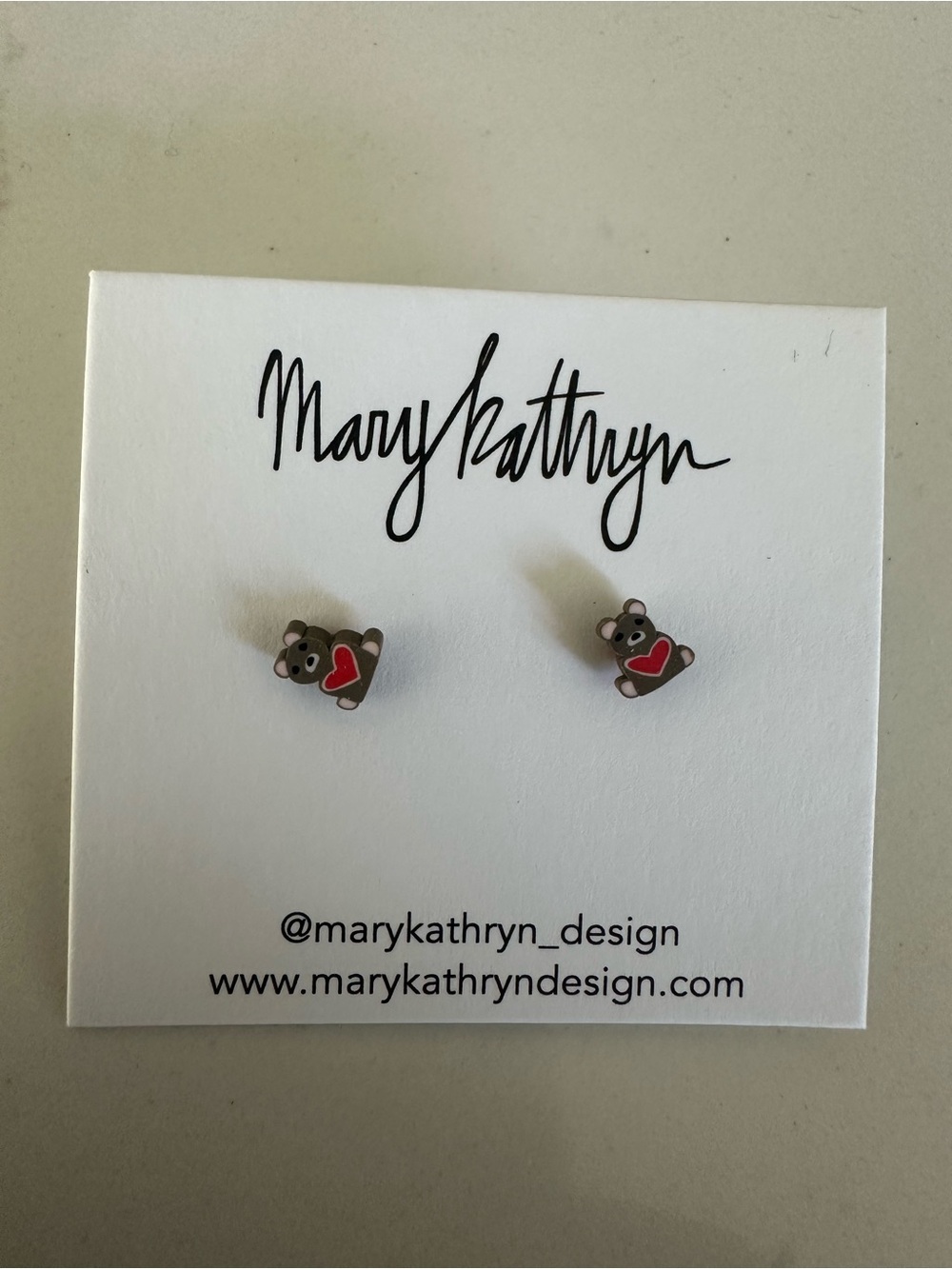 Mary Kathryn Teddy Bear Earrings with Heart